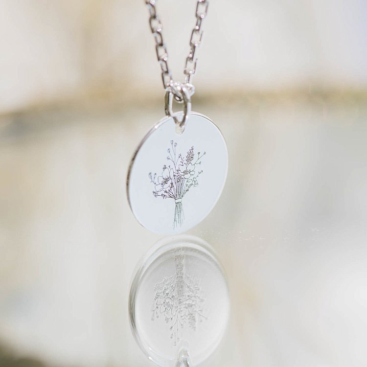 Срібний кулон з гравіюванням "Квіточки" 132724цв від ювелірного магазину Онікс - 4