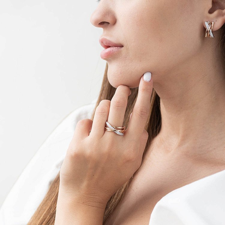 Золоті сережки з фіанітами с05716 від ювелірного магазину Онікс - 1