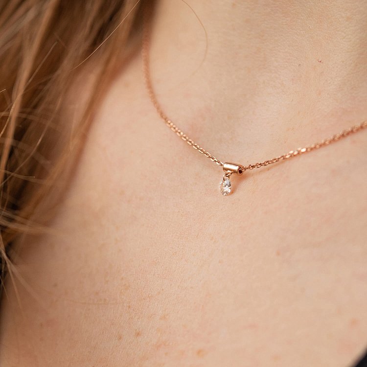 Золоте кольє "Кімберлі" з діамантом колб0094z - 5 Золоте кольє "Кімберлі" з діамантом колб0094z від ювелірного магазину Онікс - 5