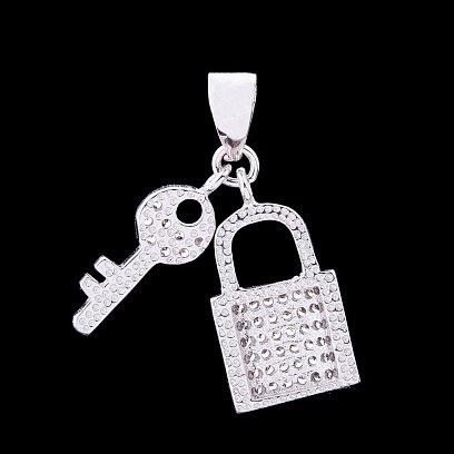 Срібна підвіска "Замочок і ключик" з фіанітами 132233 №3