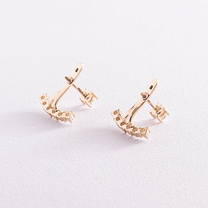 Сережки - джекети у жовтому золоті (фіаніти) с07768 №5