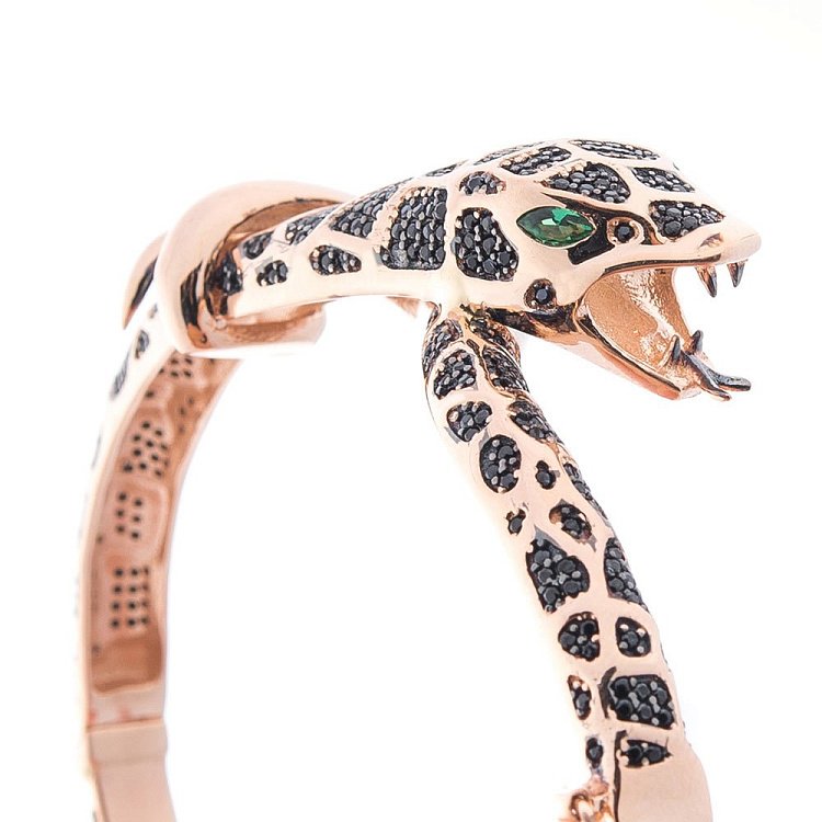 Золотий браслет "Змія" (фіаніти) б03810 від ювелірного магазину Онікс - 2