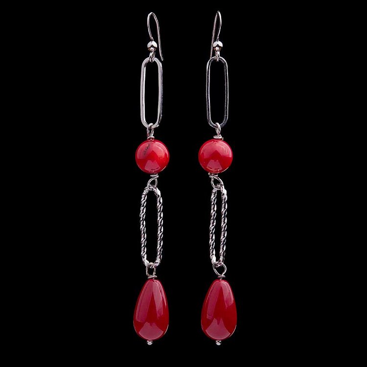 Сережки з коралом 115с7 - 2 Сережки з коралом 115с7 від ювелірного магазину Онікс - 2