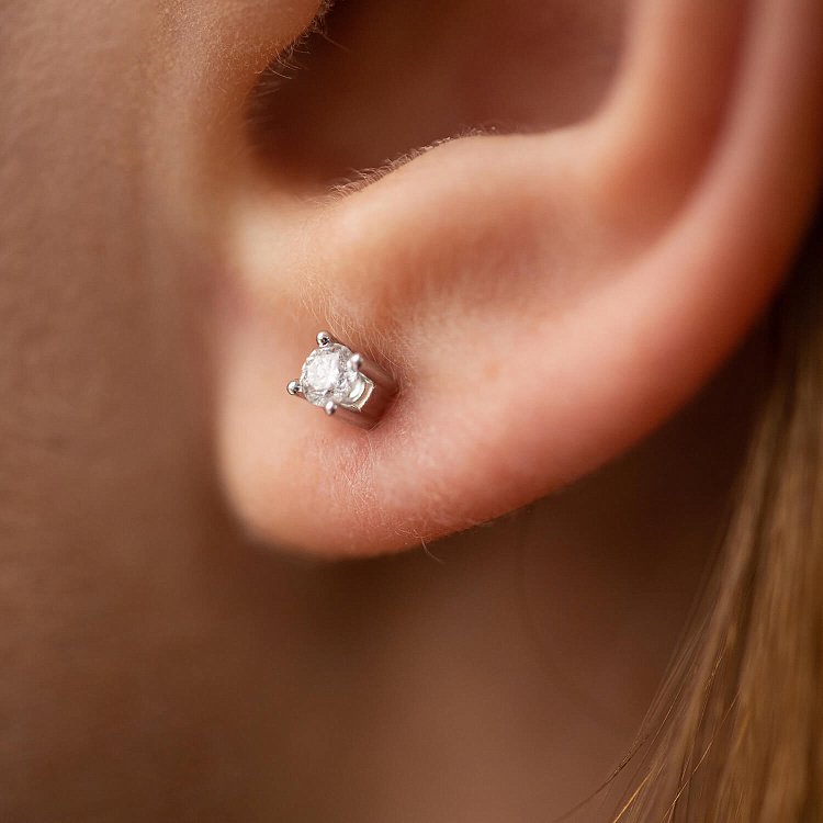 Золоті сережки - пусети 2 в 1 з діамантами 331981121 від ювелірного магазину Онікс - 7