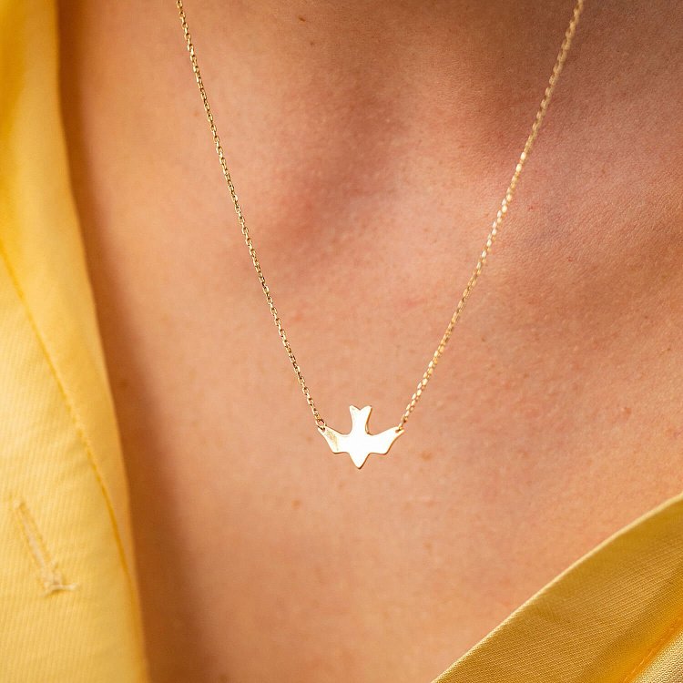 Кольє "Ластівка" у жовтому золоті кол02364 від ювелірного магазину Онікс - 8