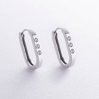 Сережки "Love" у білому золоті с08607