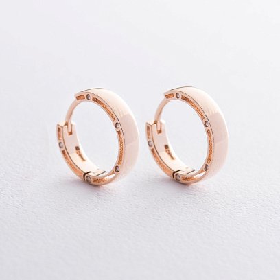 Золоті сережки "Кільця" (фіаніти), діаметр: 17 мм с05227 №2