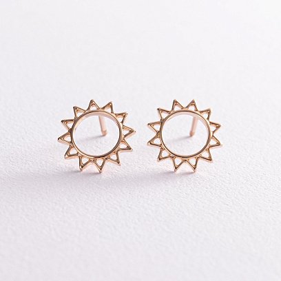 Золоті сережки - пусети "Сонце" с07856 №2