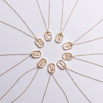 Кольє з літерою "Т" у жовтому золоті кол02463Т №6