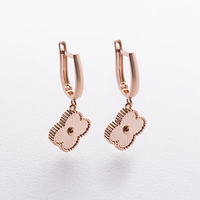 Золотые серьги "Клевер" с09722