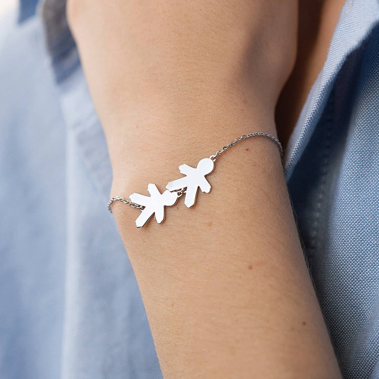 Браслет "Два хлопчики" в білому золоті (можливе гравіювання) з2089б від ювелірного магазину Онікс - 5