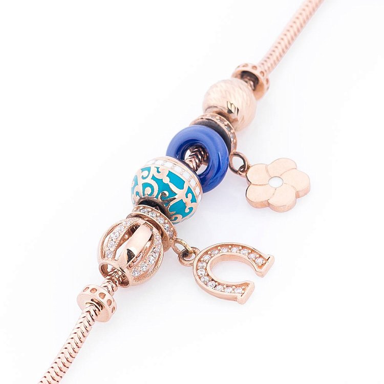 Золотой браслет с подвесками б02969 от ювелирного магазина Оникс - 2