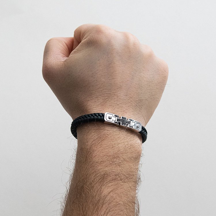 Каучуковый браслет из белого золота (фианиты) б03993 от ювелирного магазина Оникс - 3