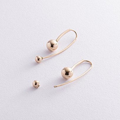 Серьги "Вдохновение" с шариками (желтое золото) с08369