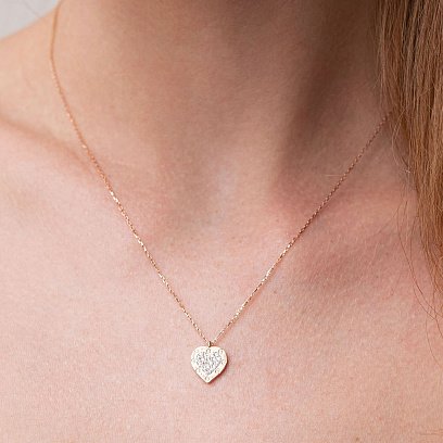 Золотое колье "Сердце" с фианитами кол01713 №5