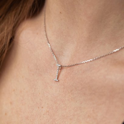 Золотое колье с буквой " І " с бриллиантами 133771121 №4