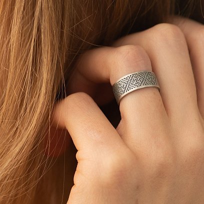 Серебряное кольцо "Вышиванка - сварга" 1115 №5