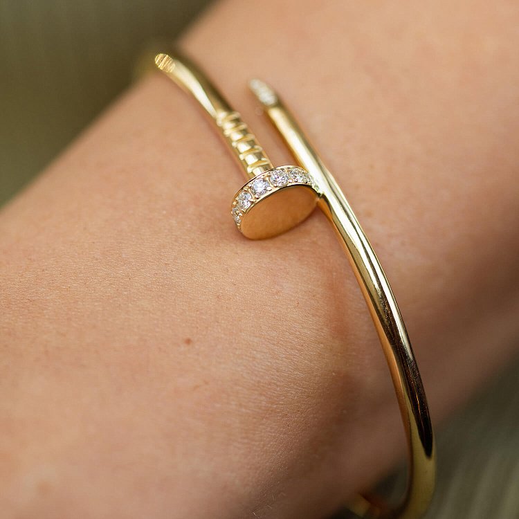 Жорсткий золотий браслет "Цвях" (діаманти) бб0035м від ювелірного магазину Онікс - 3