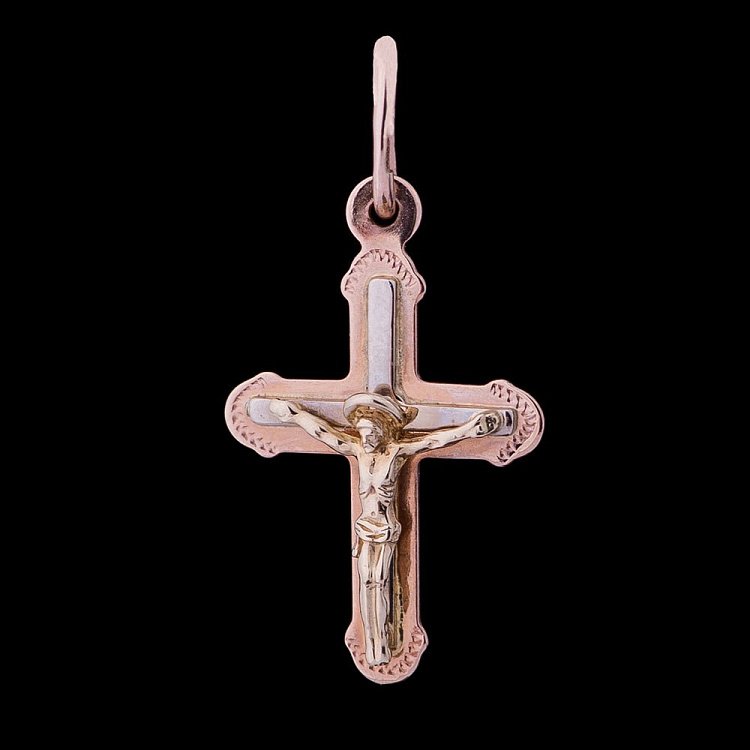 Золотой крестик (распятие) 29902 от ювелирного магазина Оникс