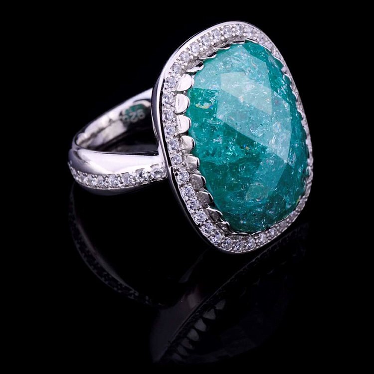 Женское кольцо с фианитами (родий) 111654 от ювелирного магазина Оникс - 1