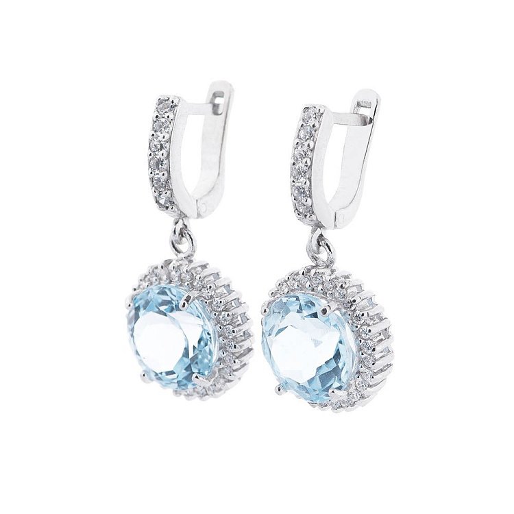 Жіночі сережки з блакитним топазом (фіаніти) 121335 від ювелірного магазину Онікс - 1