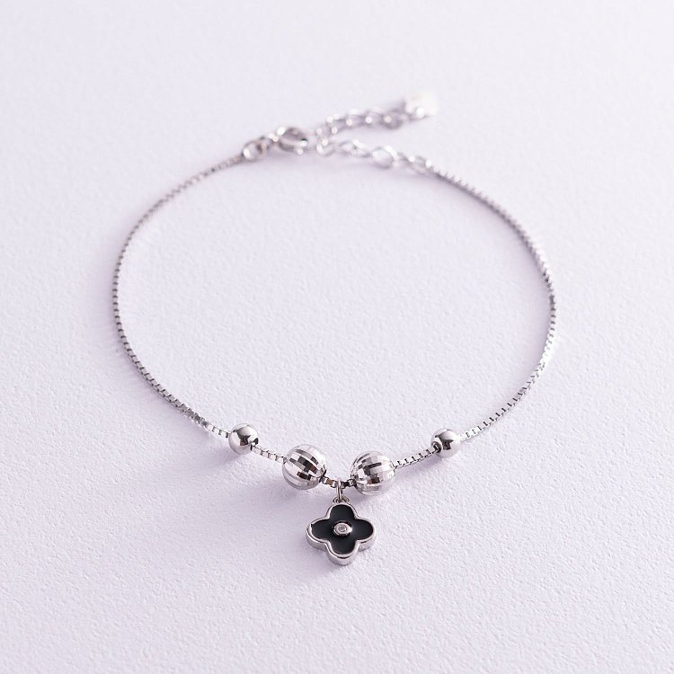 Срібний браслет "Конюшина з кульками" 141490 від ювелірного магазину Онікс