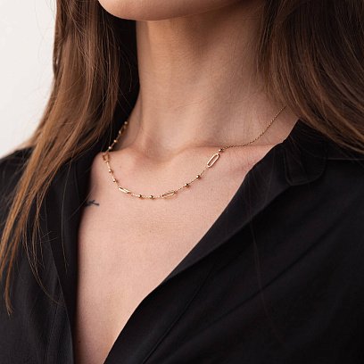 Колье - цепочка "Шарики" в желтом золоте кол02253 №9