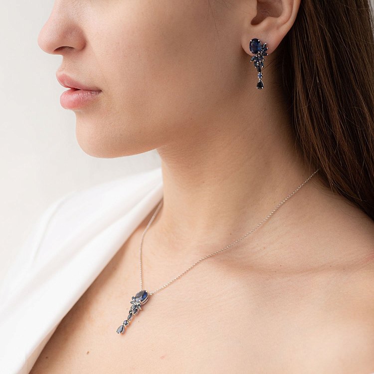 Золотое колье (кианит, сапфир) колб0032tk от ювелирного магазина Оникс - 5