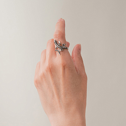 Кольцо "Ящерица" в белое золоте (фианиты) к05996 №4