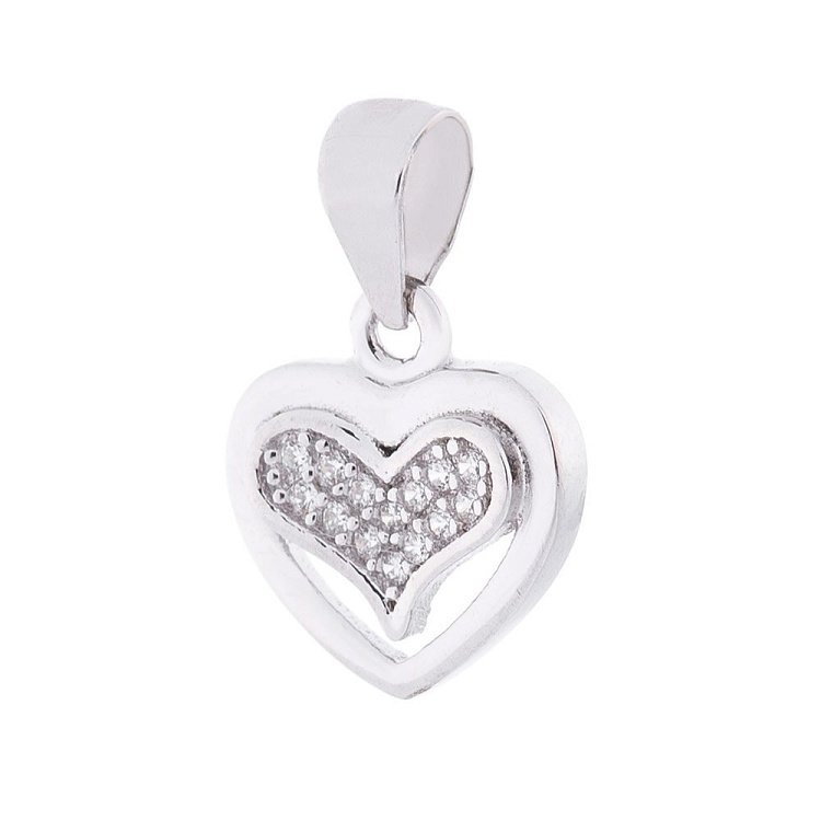 Срібний кулон "Сердечко" з фіанітами 132778 від ювелірного магазину Онікс
