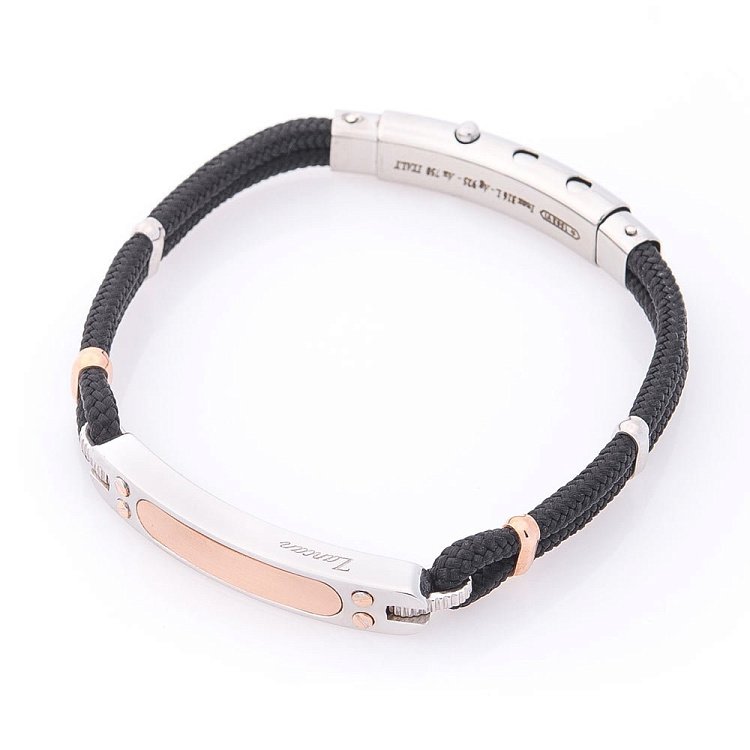 Мужской браслет из кевлара с серебром и золотой вставкой ZANCAN EXB785R-N от ювелирного магазина Оникс - 1