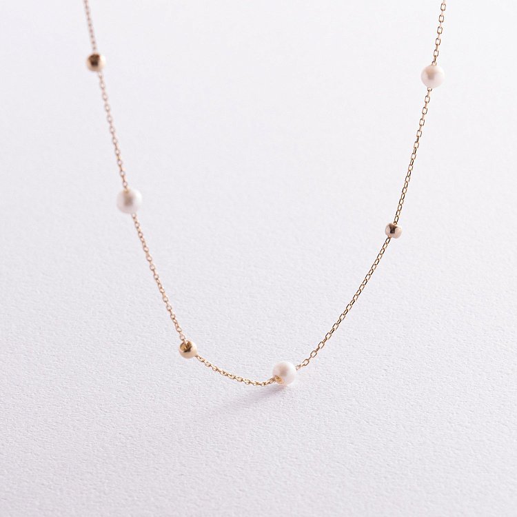 Золоте кольє "Кульки" з перлами кол02031 від ювелірного магазину Онікс