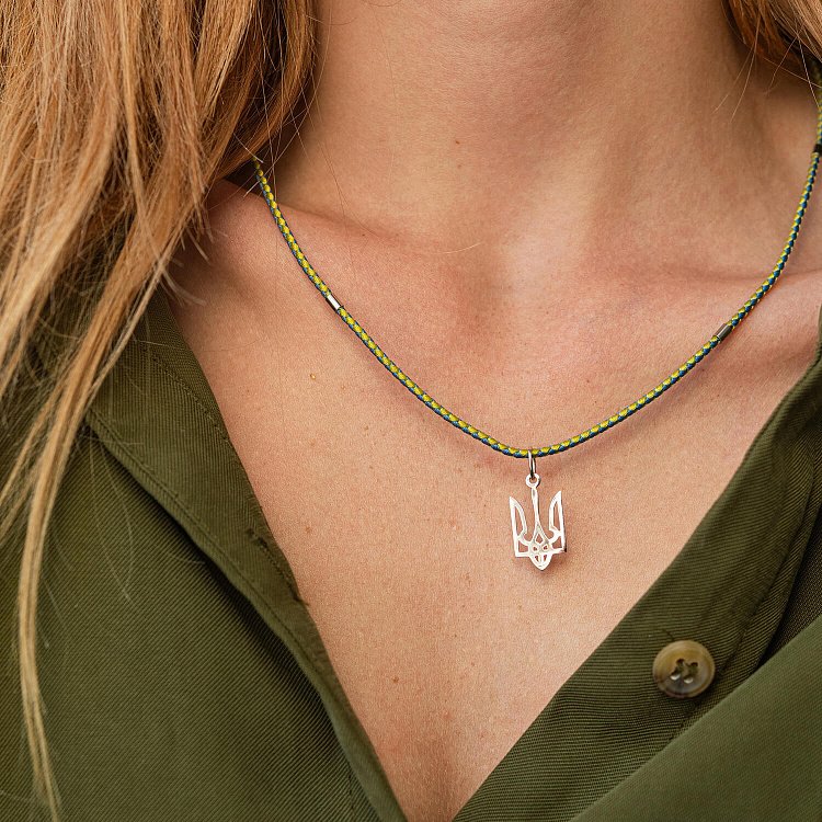 Серебряное колье "Герб Украины - Тризуб на шнурке" 990 от ювелирного магазина Оникс - 4