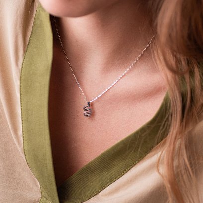 Серебряное колье "Змея" 181108 №3