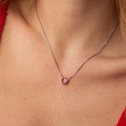 Срібне кольє з синтетичним кварцом 18858 №2