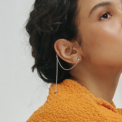 Асиметричні сережки - пусети "Кульки" у сріблі (сережка - каффа) 902-01400 №11