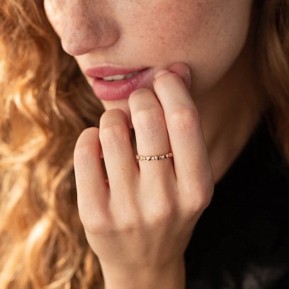 Кольцо "Сердечки" с фианитами (красное золото) к07112 №5