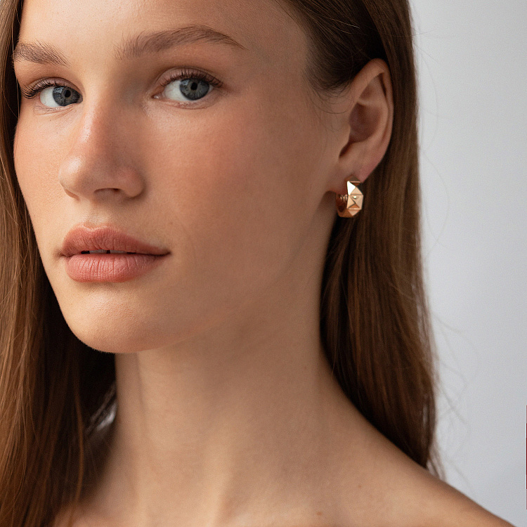 Серьги - кольца "Luisa" в красном золоте с09162 от ювелирного магазина Оникс - 5