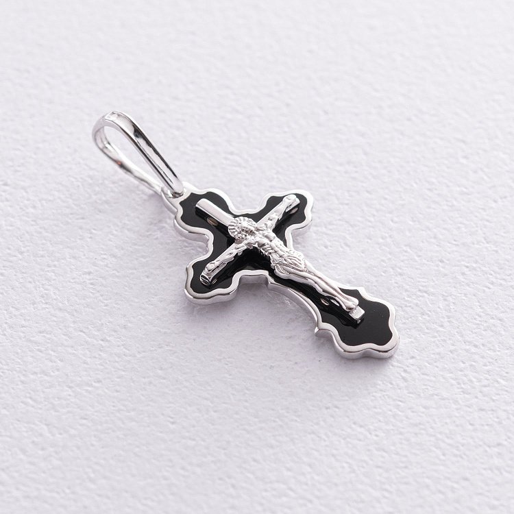 Серебряный крестик "Распятие. Спаси и Сохрани" с эмалью 250047ач Серебряный крестик "Распятие. Спаси и Сохрани" с эмалью 250047ач от ювелирного магазина Оникс