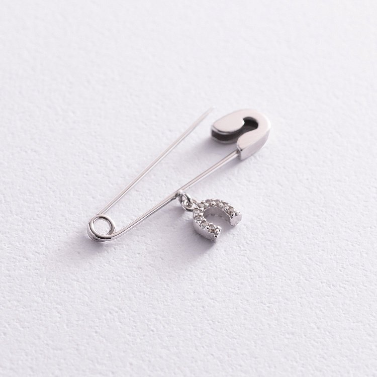 Золотая булавка "Подкова" (фианиты) зак00323 от ювелирного магазина Оникс