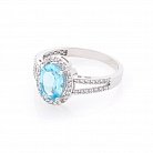 Золотое кольцо с голубым топазом и фианитами к05074 от ювелирного магазина Оникс - 2