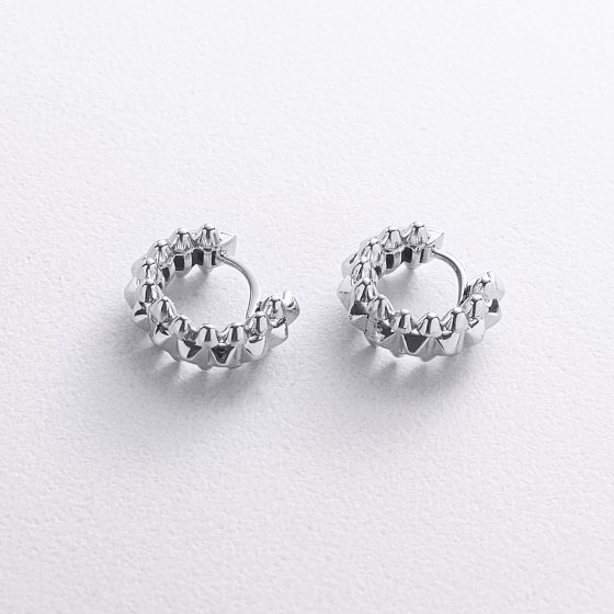 Серьги - кольца "Тереза" в белом золоте mini с09743 №3