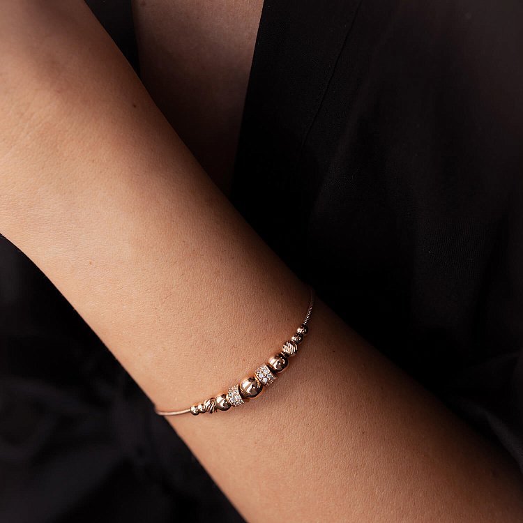 Браслет "Шарики" в красном золоте (фианиты) б05092 от ювелирного магазина Оникс - 3