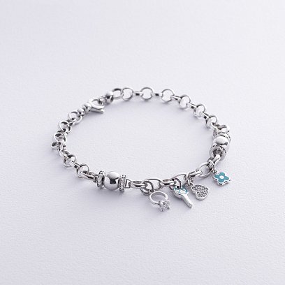 Золотий браслет з фіанітами і емаллю б03430