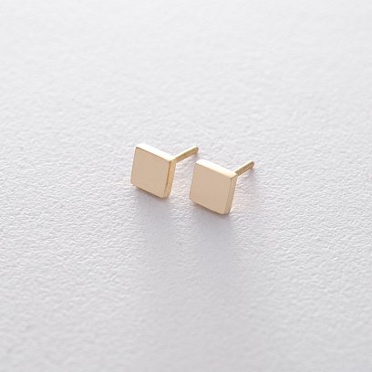 Золоті сережки-пусети "Квадратики" с06194