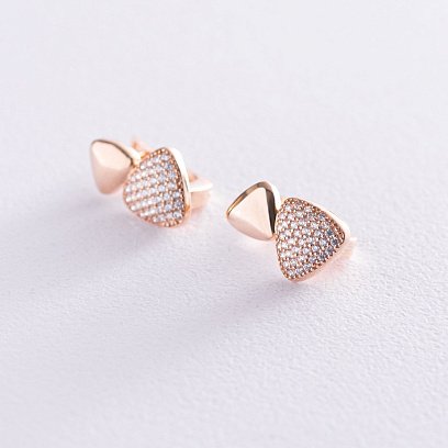Золотые серьги с фианитами с06576