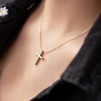 Кольє з хрестиком у жовтому золоті кол02355 №8