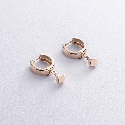 Сережки "Кубики" у жовтому золоті с08901 №3