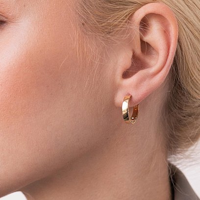 Золотые серьги - кольца с фианитами с07801 №2