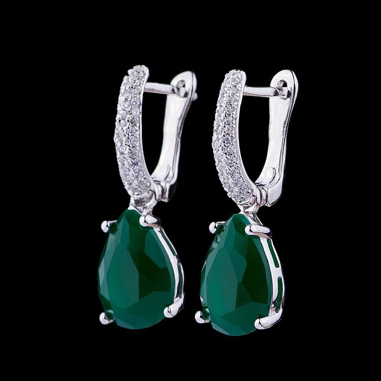 Серебряные серьги (фианиты) 122013 от ювелирного магазина Оникс